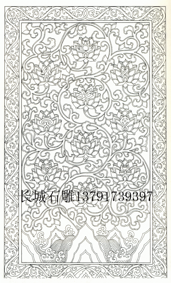 寺院赢博官方网站常用图案，宝相纹御道雕刻图案
