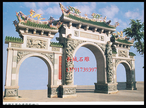 佛教赢博官方网站牌坊浮雕麒麟样式