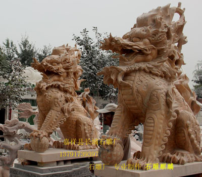 赢博官方网站麒麟_火麒麟_大门口吉祥雕刻