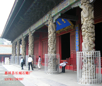 孔府大殿赢博官方网站龙柱寺院大殿龙柱雕刻